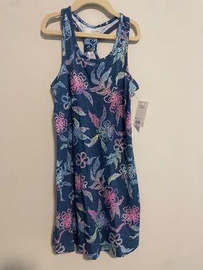 SO Navy Floral Tank Dress with Pink and Yellow Accents